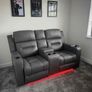 2 Seater Titan Plus Electric Grey Leather Recliner Sofa Image 8