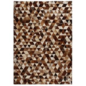 Rug Genuine Leather Patchwork 160x230 cm Triangle Brown/White