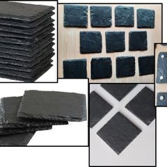 12 Set Natural Coasters - Real Slate Christmas table decor