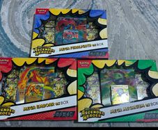Mega Evolution Ascended Heroes mega ex boxes Mega Meganium ex, Mega Emboar ex, and Mega Feraligatr ex Boxes