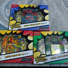 Mega Evolution Ascended Heroes mega ex boxes Mega Meganium ex, Mega Emboar ex, and Mega Feraligatr ex Boxes
