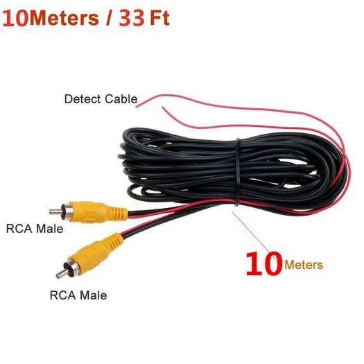 New 10m RCA Car Reverse Parking Camera Video Cable Extend Detection Wire #893
