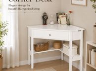 main image for ad Compact White Corner Desk with Drawer and Shelf  76 x 76 cm, Space-Saving Home Office Table