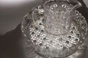 Art deco pressed glass bowl and jug