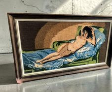 Vintage French tapestry of a nude lady
