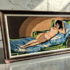 Vintage French tapestry of a nude lady