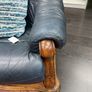 Blue leather armchair Image 3