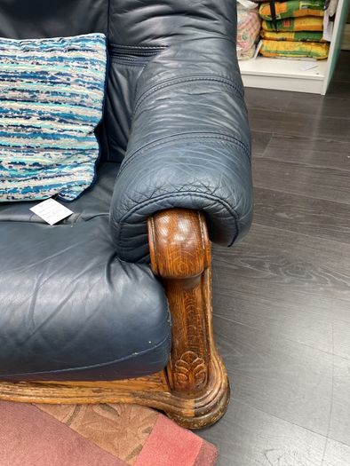 Blue leather armchair