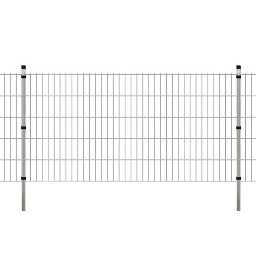 2D Garden Fence Panels & Posts 2008x1030 mm 4 m Silver