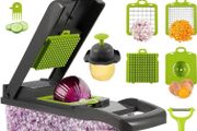 Pro Vegetable Chopper with Container and 7 Sharp Blades, Veggie Slicer Dicer with Colander Basket for Kitchen, Easy to Clean (FREE POSTAGE)