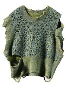 Designer Distressed Knit Vest
