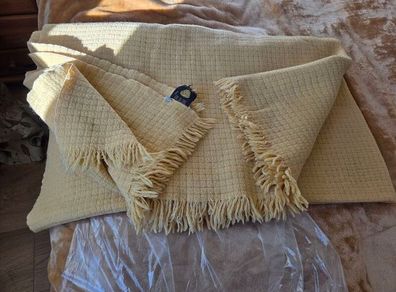 100% Pure New Wool Yellow Blanket Throw