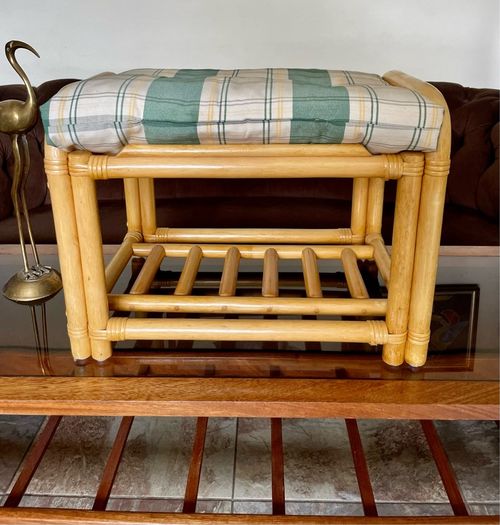 Sturdy Versatile Rattan and Bamboo Low Stool Footstool VGC
