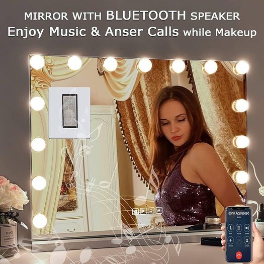 NEW SALE | Hollywood Vanity Cosmetic Mirror For Makeup with Lights, Type-C and USB Output Port, 15 Bulbs 3 Lighting Modes