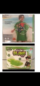 Kids Hooded Towel and Slime Kit. Brand New