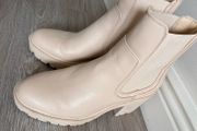 Cream Lug Sole Platform Heeled Boots - Size 5