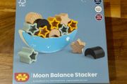 Brand New Bigjigs Toys Moon Balance Stacker - 9 Piece Moon &amp; Stars Wooden Stacking Toy