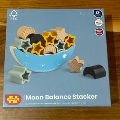 Brand New Bigjigs Toys Moon Balance Stacker - 9 Piece Moon & Stars Wooden Stacking Toy