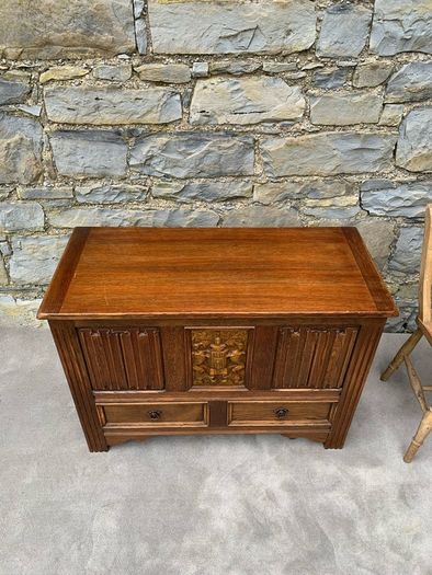 Antique Oak Blanket Box With Drawers.