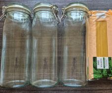 Large storage jars with glass lids