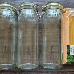 Large storage jars with glass lids