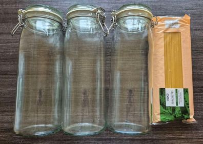 Large storage jars with glass lids