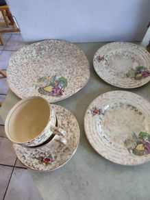 Vintage 1950 Empire Ware Crinoline Lady 2 Cups +saucers + 2 Side Plates And Cake Plate