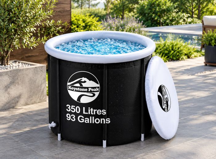 350L Inflatable Ice Bath, Portable Cold Plunge Tub with 3-Layer Insulation, Leak-Proof Design, Lid & Cover, Drain Valve, Cold Water Therapy