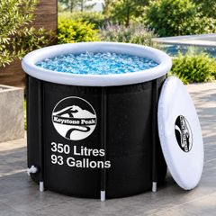 350L Inflatable Ice Bath, Portable Cold Plunge Tub with 3-Layer Insulation, Leak-Proof Design, Lid & Cover, Drain Valve, Cold Water Therapy