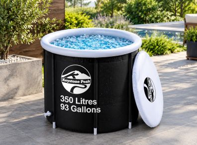 350L Inflatable Ice Bath, Portable Cold Plunge Tub with 3-Layer Insulation, Leak-Proof Design, Lid & Cover, Drain Valve, Cold Water Therapy