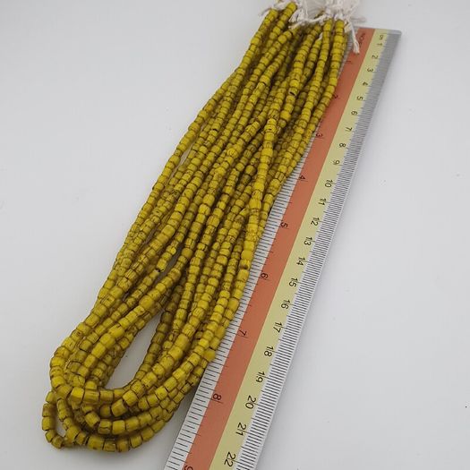 Antique Venetian Yellow Trade 3-5mm Beads Necklace Strands
