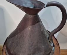 Antique 19th C. Copper 1-Gallon Haystack Jug  Official VR Lead Stamp