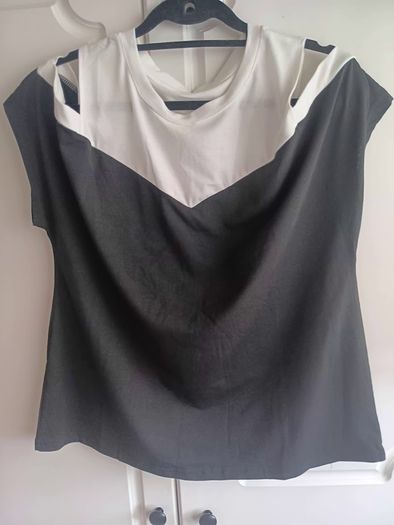 Black and White cold shoulder top