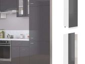 Refrigerator Cabinet High Gloss Grey 60x57x207 cm Chipboard