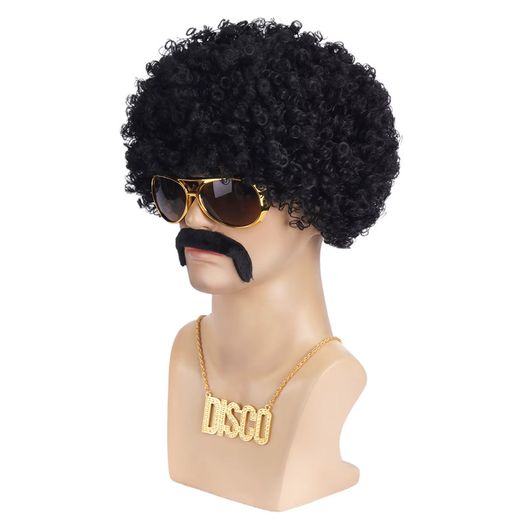 Synthetic 70s 80s Disco Wig Short Brown Mens Mullet Wig for 60s Rocker Singer Hippies Shaggy Costume Cosplay Halloween Party