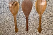 African Wooden Safari Salad / Serving Set (3 Pieces)