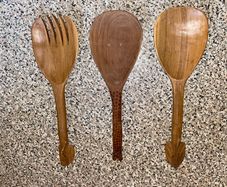 African Wooden Safari Salad / Serving Set (3 Pieces)