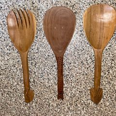 African Wooden Safari Salad / Serving Set (3 Pieces)