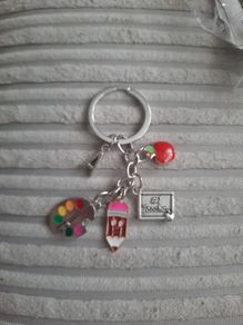 number 1 teacher charm keyring