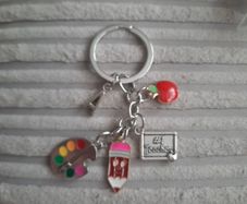 number 1 teacher charm keyring
