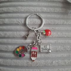 number 1 teacher charm keyring