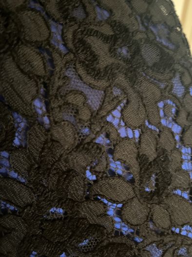 Escada Margaretha Ley black lace over blue Dress size 10