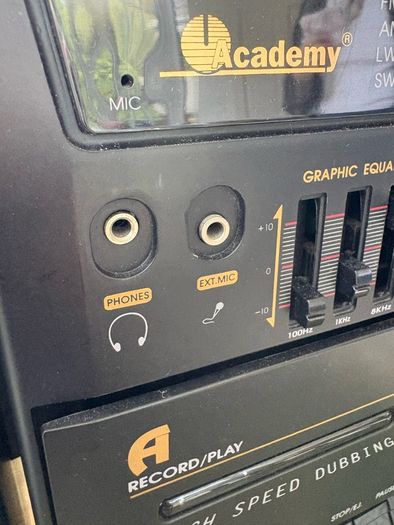 Radio and double cassette machine with speakers
