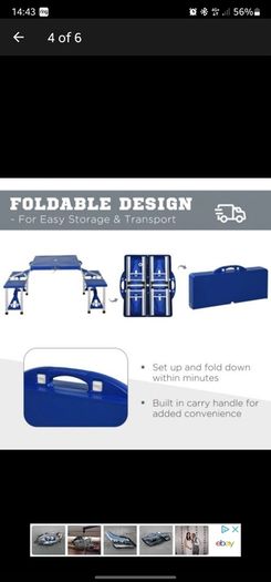 Folding 4 Seater Table for Camping