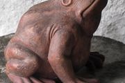 Stunning Large Hand-Carved Wooden Frog Statue