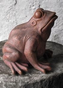 Stunning Large Hand-Carved Wooden Frog Statue