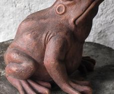 Stunning Large Hand-Carved Wooden Frog Statue