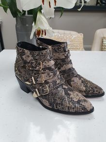 SAVIDA python print gold studded boots Sz 40 (6.5 UK) - Bnwt Rrp 55