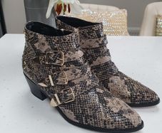 SAVIDA python print gold studded boots Sz 40 (6.5 UK) - Bnwt Rrp 55
