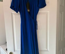 BNWT Phase Eight "Sasha Satin Wrap Dress"  Cobalt Blue.UK10